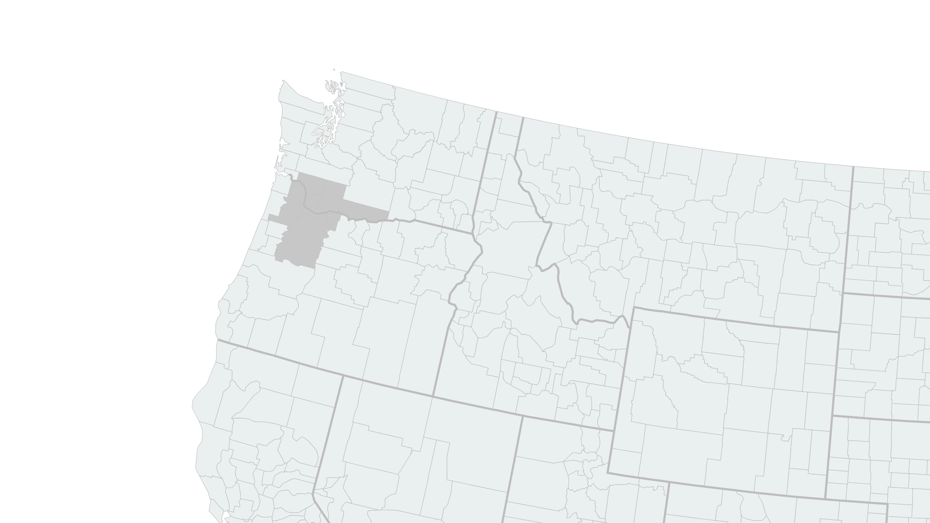 State map of service areas by county