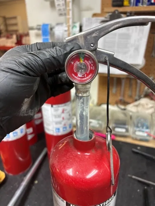Fire extinguisher with gauge issue