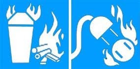 Types of Fire Extinguishers Icons: Class A:C