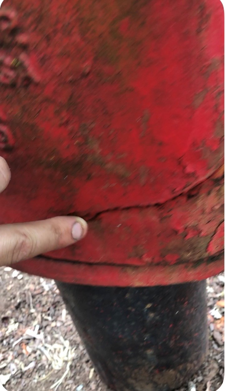 Cracked fire hydrant