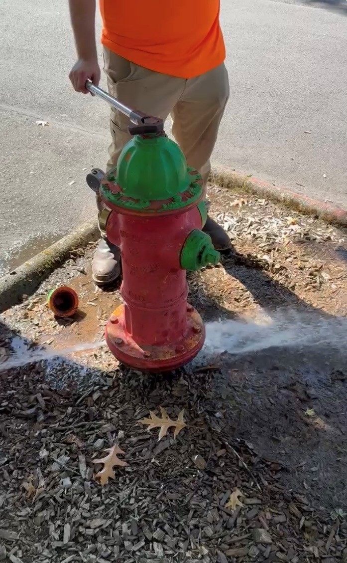 Leaking fire hydrant
